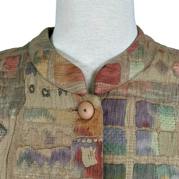 Vintage Orvis Patchwork Quilted Embroidered Button Down Jacket Women Size Large - Picture 5 of 8